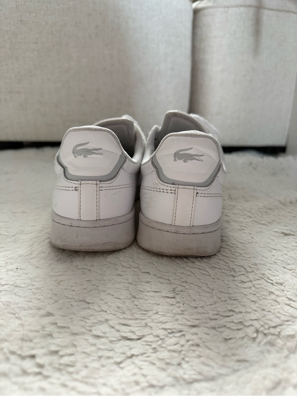 Lacoste White Leather Low-Top Sneakers with Green Croc - Picture 5 of 9